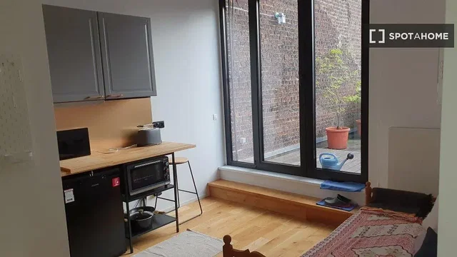 Kitchen; kitchen appliances, wood floor, natural light