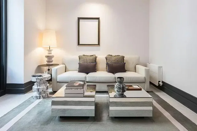 Living room; modern style, wood floor, natural light, renovated