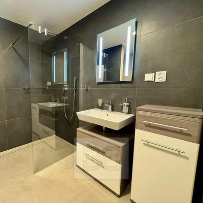 Baño; suelo de baldosas, renovado, luz natural
