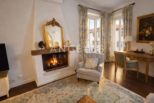Living room; fireplace, natural light, rustic style