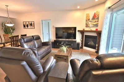 Living room; fireplace, natural light, wood floor
