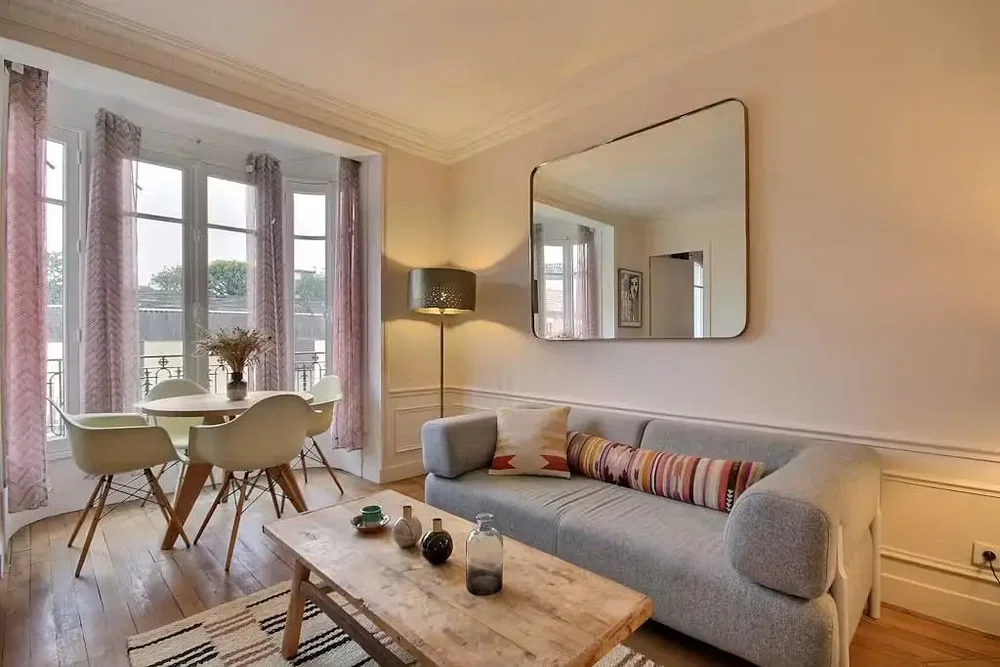 Living room; wood floor, natural light