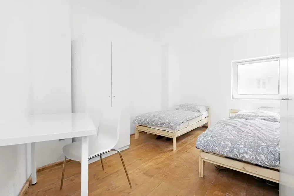 Bedroom; wood floor, natural light