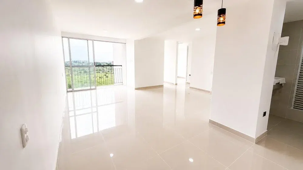 Living room; tile floor, natural light, view