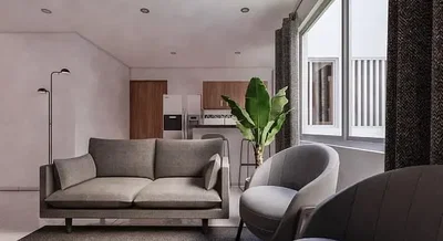 Wohnzimmer; tageslicht, moderner stil, fliesenboden
