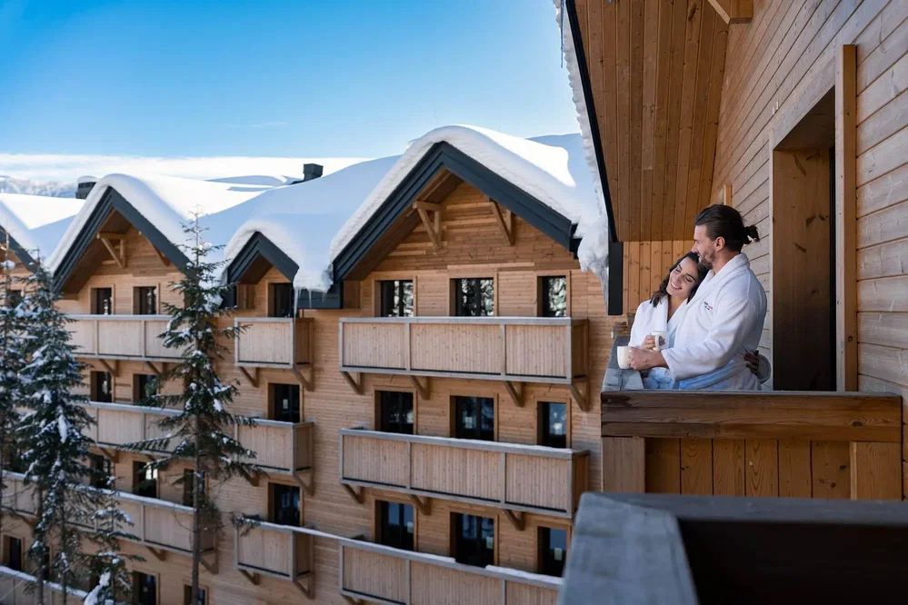 Balcony; view, wood floor, wood beams, natural light