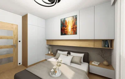 Bedroom; modern style, wood floor, natural light