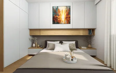 Bedroom; modern style, wood floor, natural light
