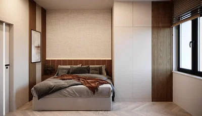 Slaapkamer; natuurlijk licht, houten vloer, moderne stijl, gerenoveerd
