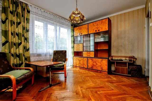 Salon; podłoga drewniana, światło dzienne