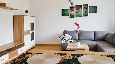 Soggiorno; luce naturale, pavimento in legno, stile moderno