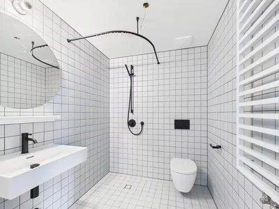 Bathroom; tile floor, natural light