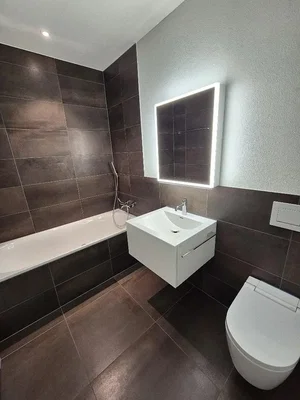 Bathroom; tile floor, renovated, natural light