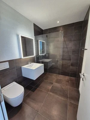 Bathroom; tile floor, renovated, natural light