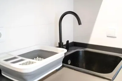 Kitchen; kitchen appliances, tile floor