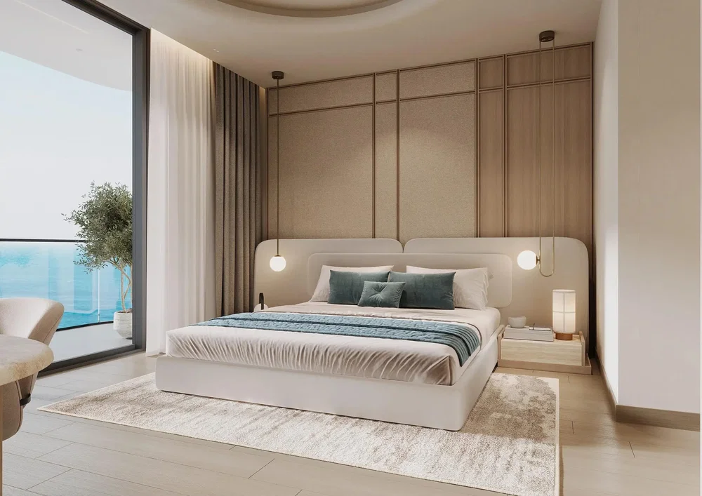 Dormitorio; vista, luz natural, estilo moderno, suelo de baldosas