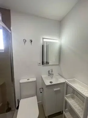 Toilette; fliesenboden, tageslicht