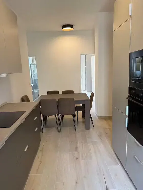 Cucina; elettrodomestici, pavimento in legno, ristrutturato, luce naturale
