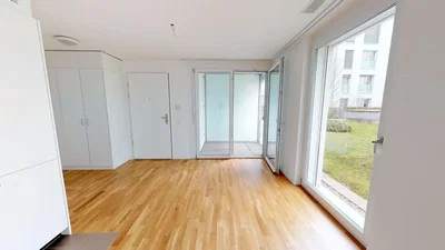 Wohnzimmer; holzboden, tageslicht, blick