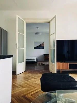 Living room; wood floor, natural light