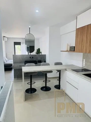 Kitchen; kitchen appliances, tile floor, natural light, modern style