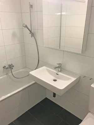 Badezimmer; fliesenboden, renoviert, tageslicht