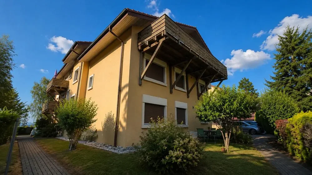 Haus und umgebung; tageslicht, blick