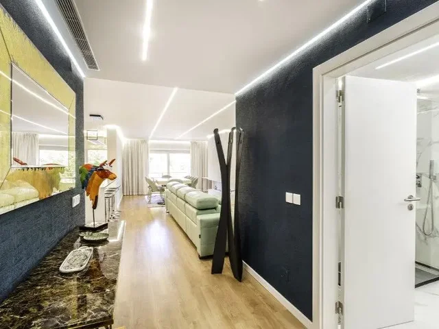 Salon; lumière naturelle, parquet, rénové, style moderne
