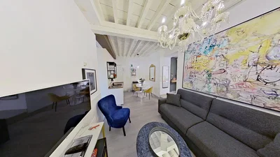 Soggiorno; luce naturale, stile moderno, soffitti alti, travi in legno