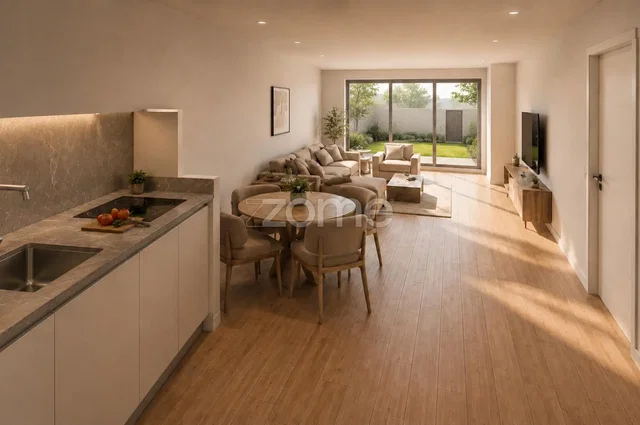 Soggiorno; pavimento in legno, luce naturale, stile moderno, elettrodomestici
