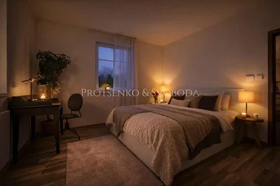Bedroom; natural light, wood floor, modern style