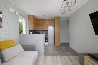 Wohnzimmer; tageslicht, holzboden, moderner stil, küchengeräte