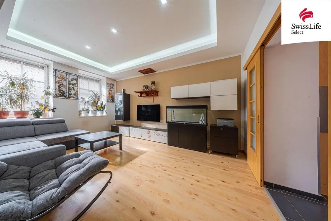Living room; wood floor, natural light