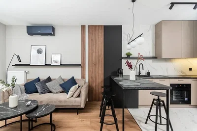 Salon; électroménager, lumière naturelle, style moderne, parquet