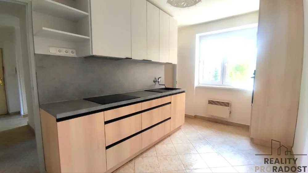 Kuchyně; kuchyňské spotřebiče, dlažba, přirozené světlo