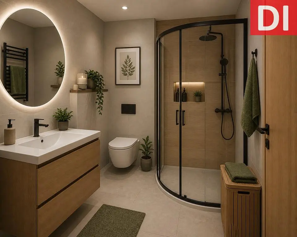 Badezimmer; fliesenboden, renoviert, tageslicht, moderner stil
