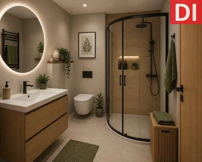 Badezimmer; fliesenboden, renoviert, tageslicht, moderner stil