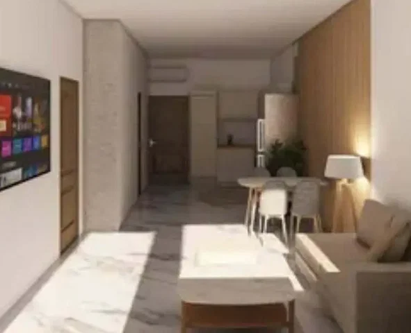 Living room; natural light, tile floor, modern style