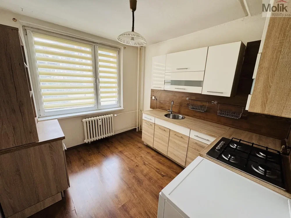 Kitchen; kitchen appliances, wood floor, natural light