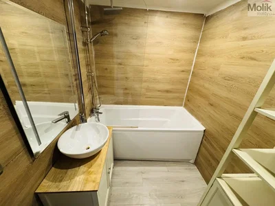 Bathroom; renovated, wood floor
