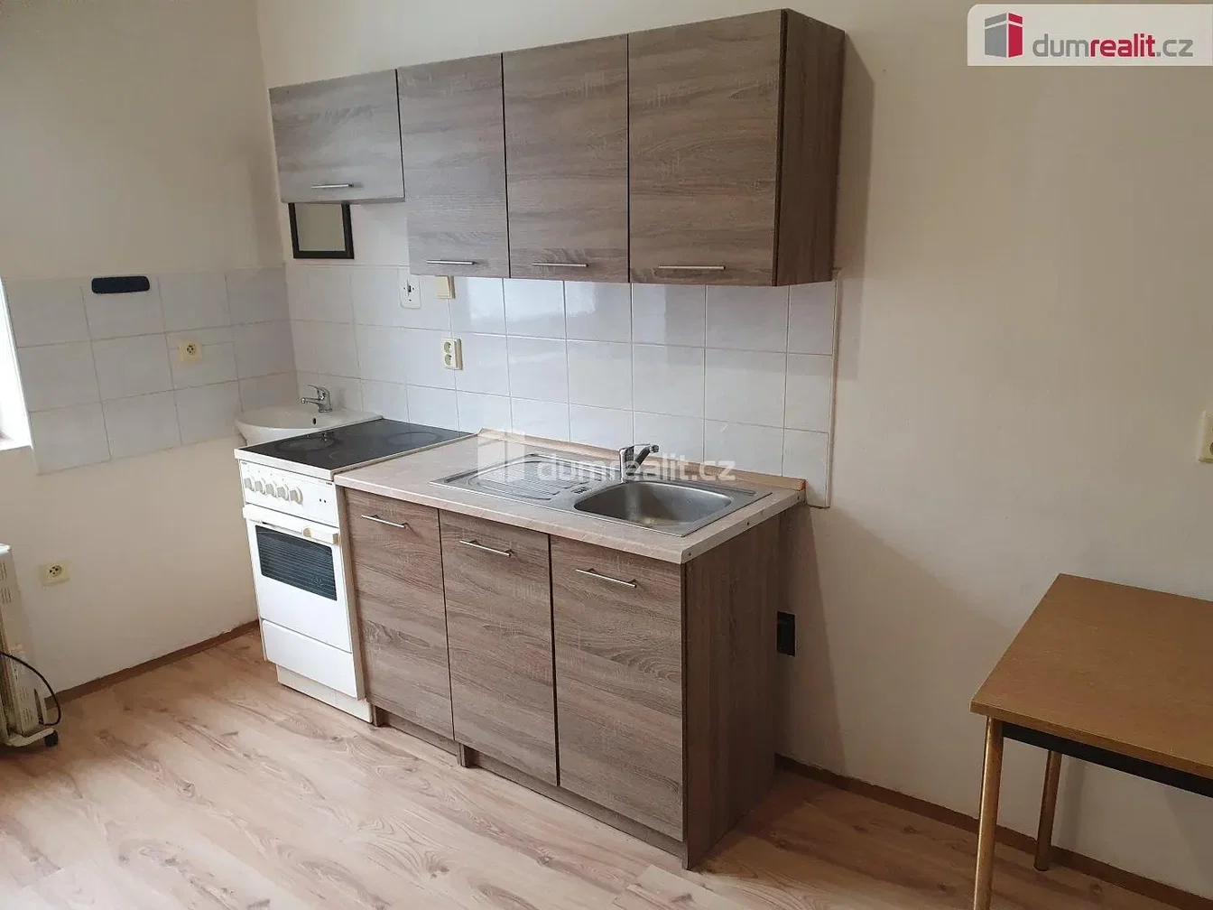 Kuchyně; kuchyňské spotřebiče, dřevěná podlaha, přirozené světlo