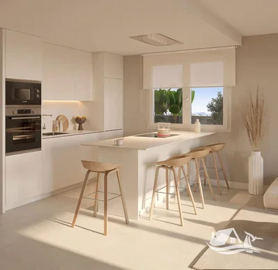 Kitchen; kitchen appliances, natural light, modern style