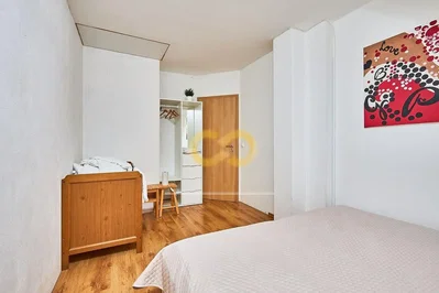 Bedroom; wood floor, natural light