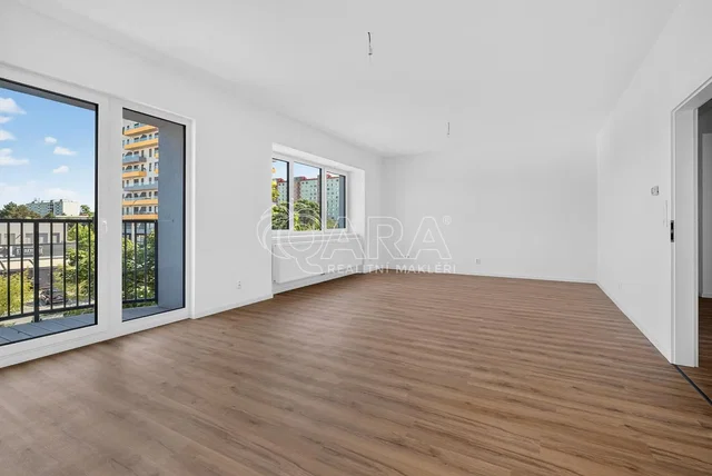 Living room; wood floor, natural light, view
