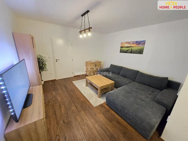 Obývací pokoj; dřevěná podlaha, přirozené světlo