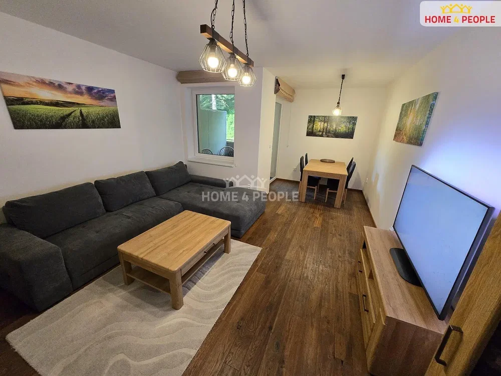 Living room; wood floor, natural light, modern style