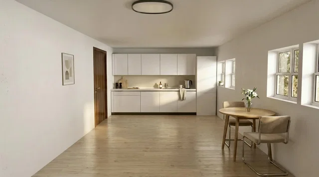 Living room; wood floor, natural light
