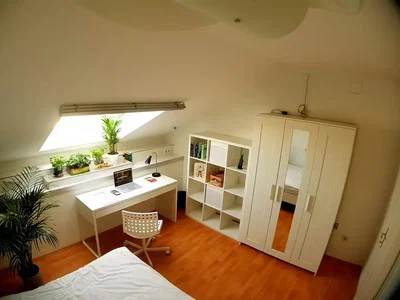 Bedroom; wood floor, natural light