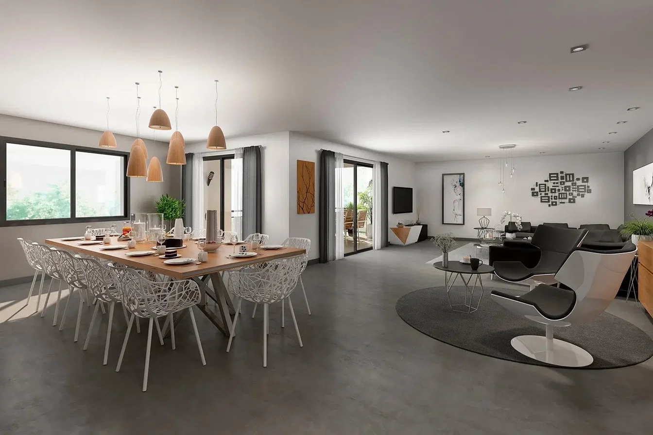 Living room; natural light, modern style, tile floor