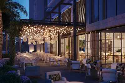 Terrasse; vue, lumière naturelle, style moderne